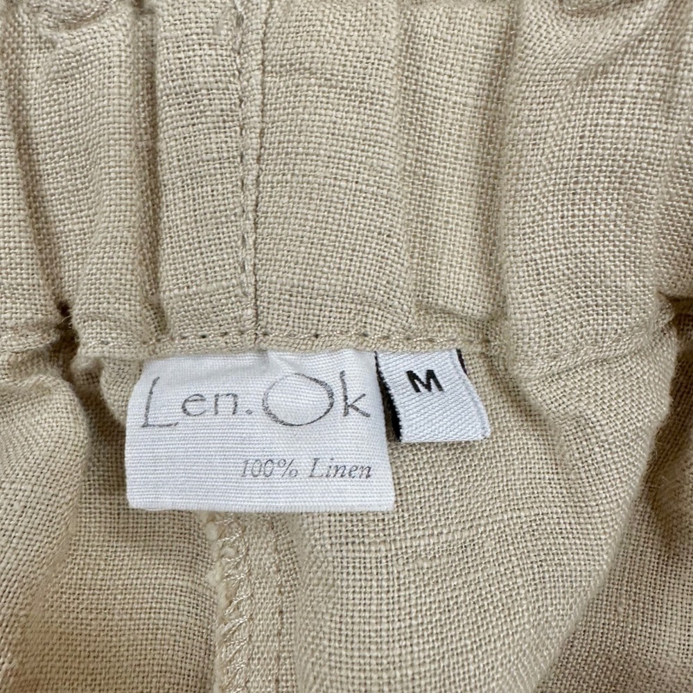 LenokLINEN tan flax Linen Lantern Pants‎ Turkish Style Relaxed Fit Size Medium - Picture 10 of 16